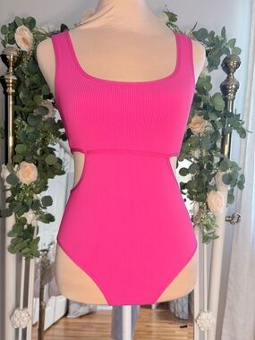 Garage Hot Pink Ribbed Swimsuit